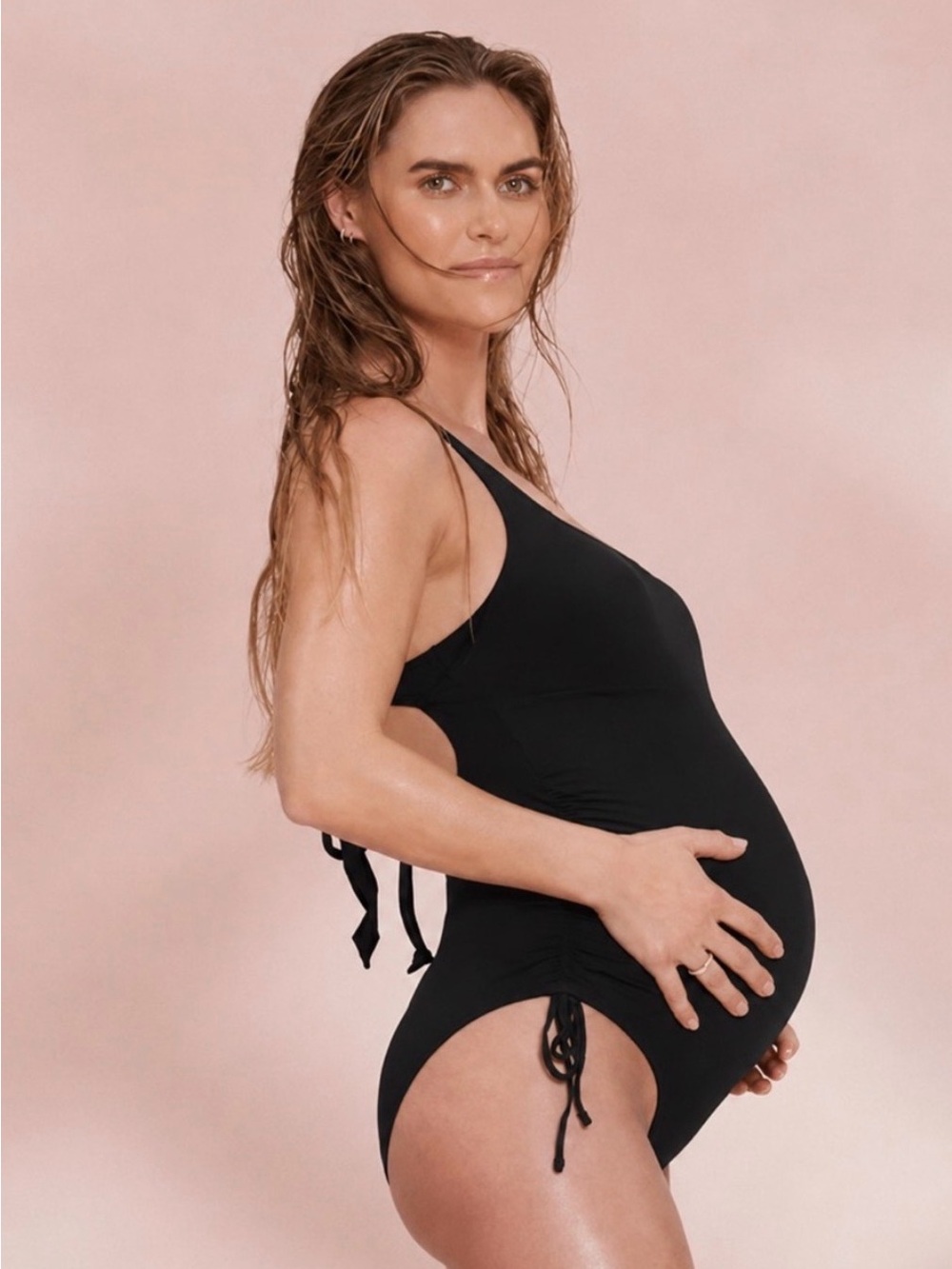 Summersalt Maternity Ribbed Cinched Current One-Piece Swimsuit Black Size 8 NWOT